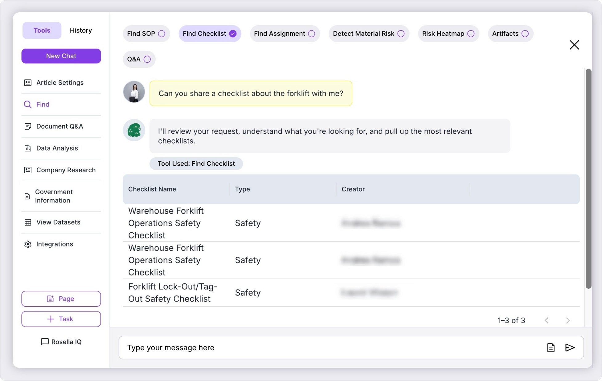 Rosella's Feature Enabling Finding Checklist