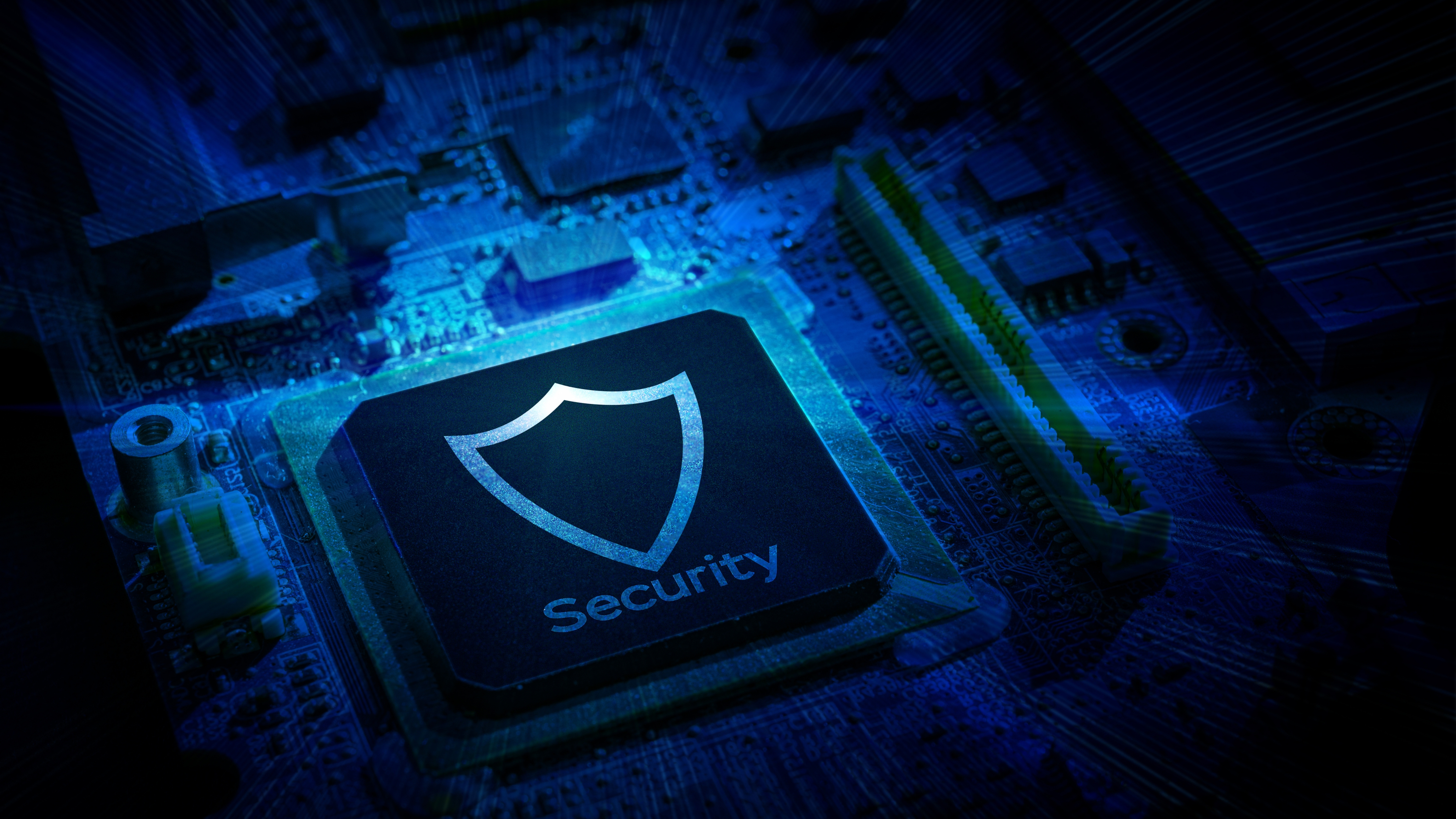Cybersecurity concept with shield sign