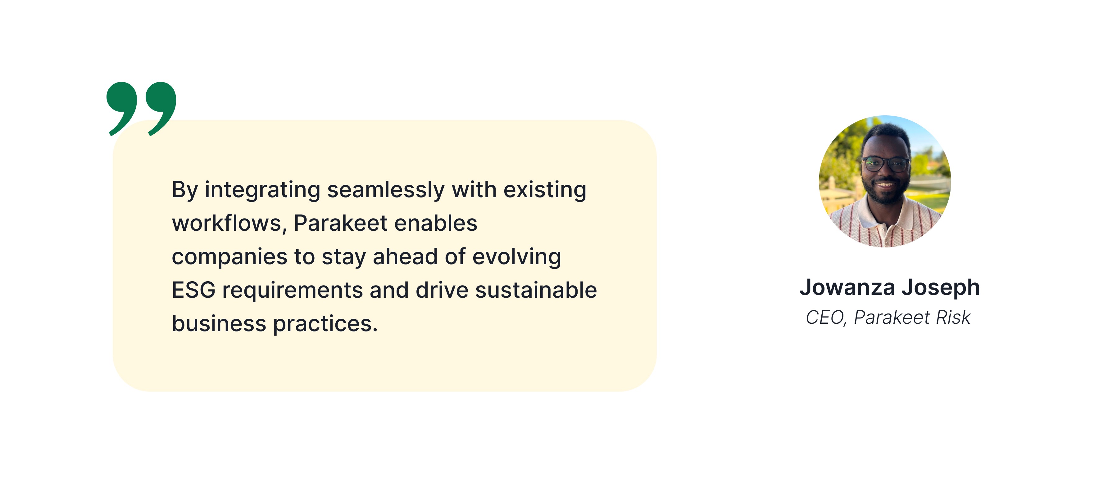 Parakeet Risk's CEO quote.