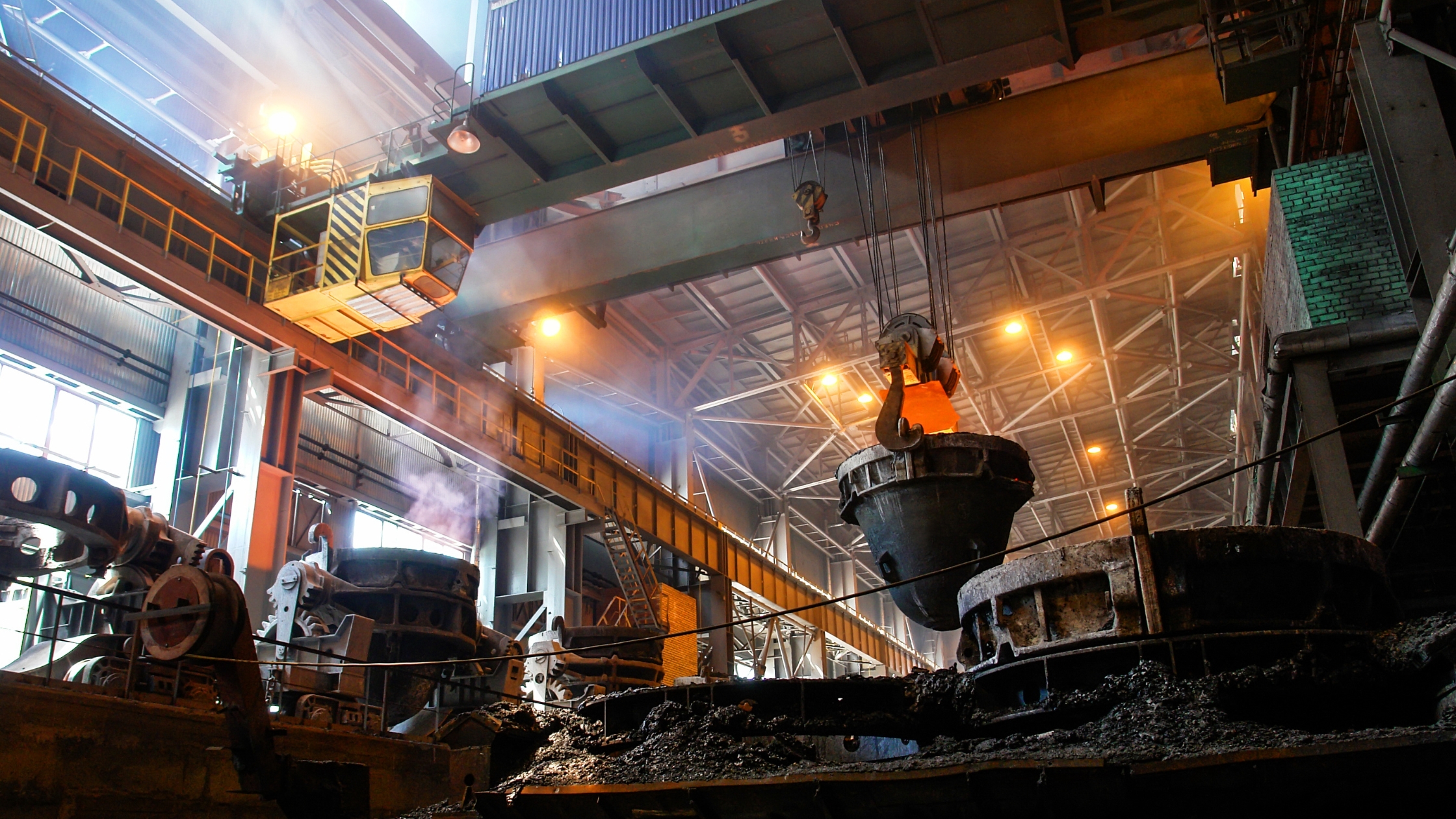liquid iron in smelting plant