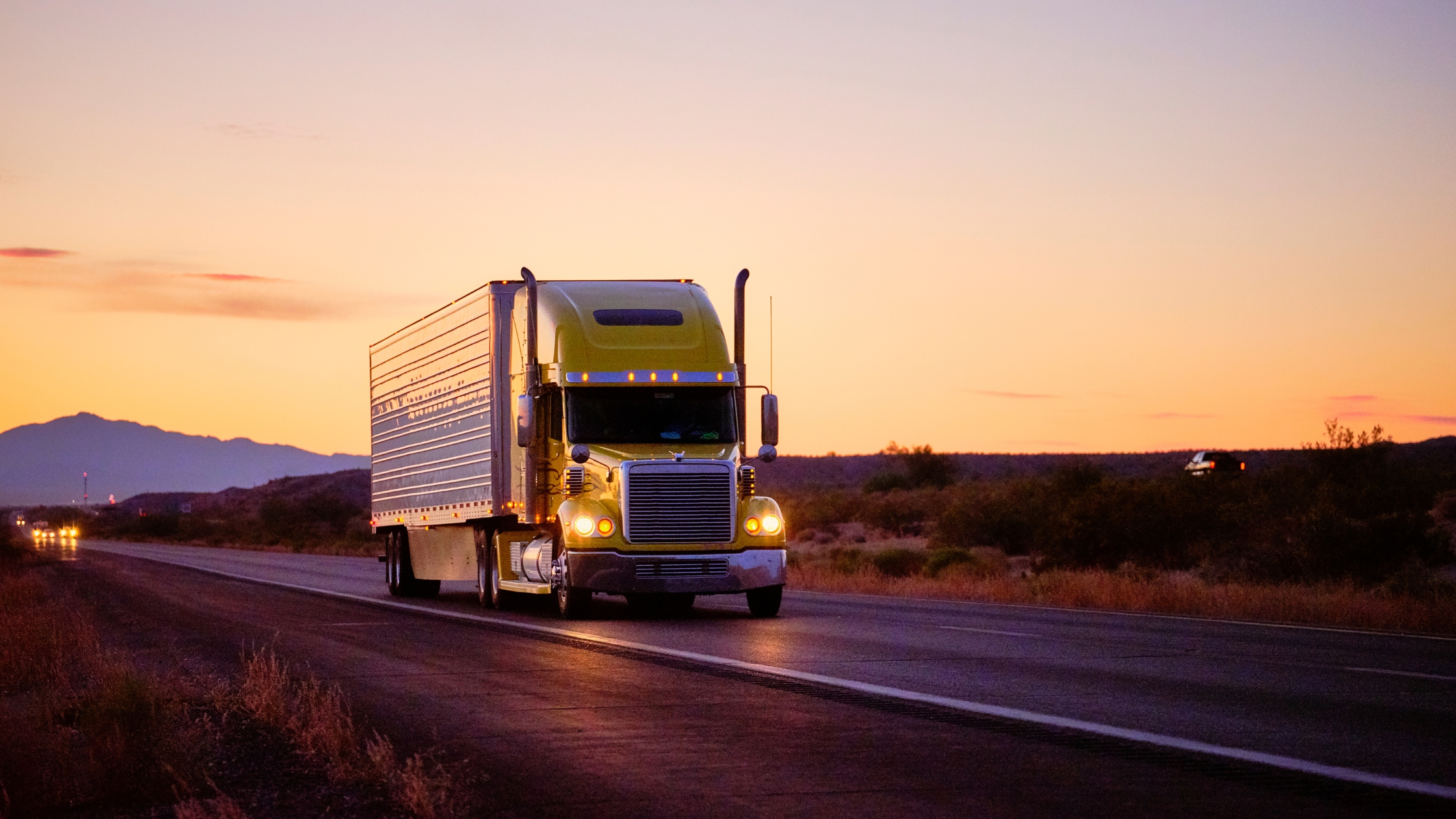 Long Haul Semi Truck On a Rural Western USA Interstate Highway
