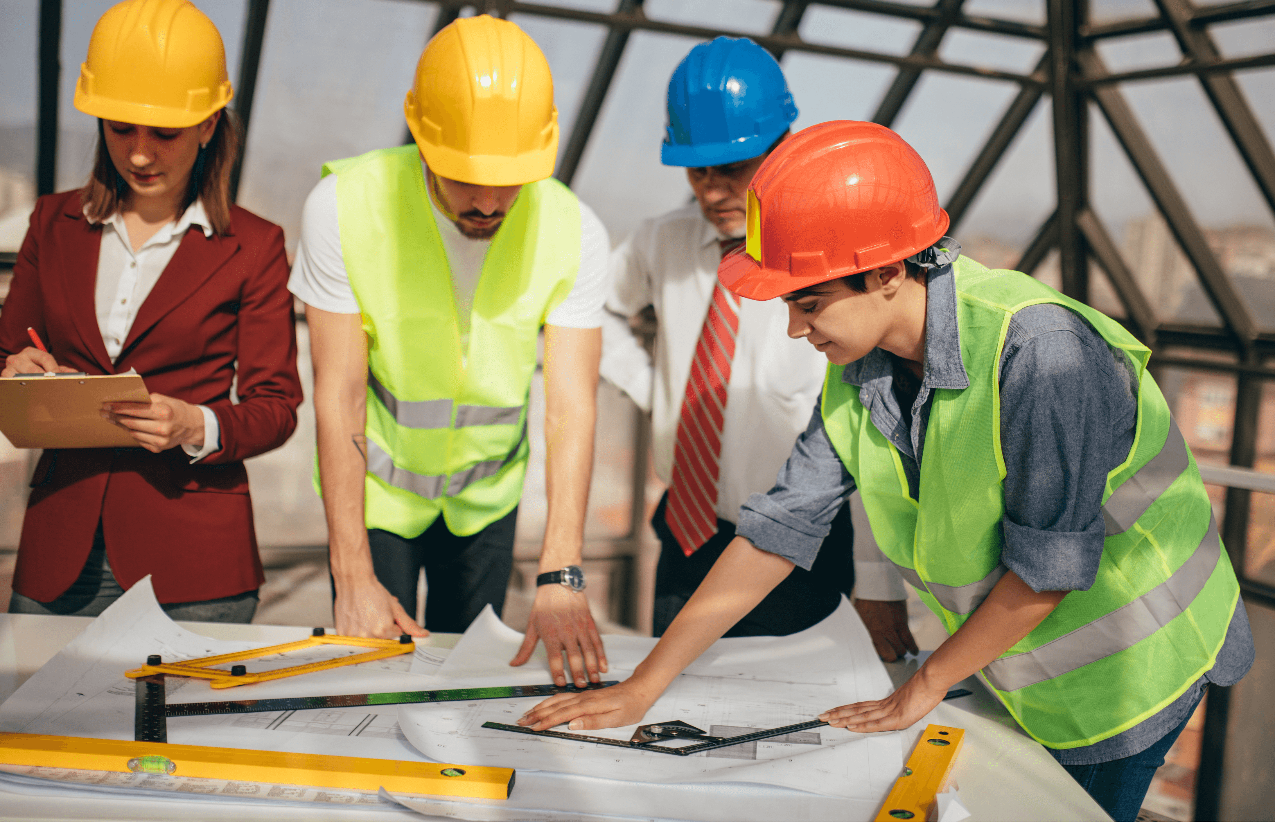 A group of contractors working on the construction